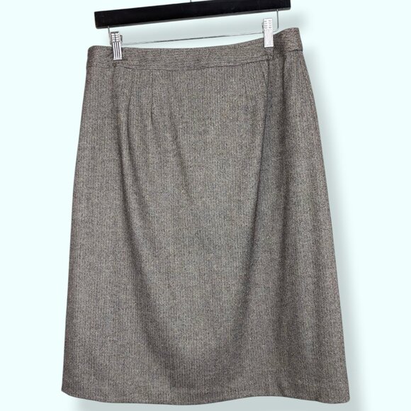 Talbots Brown Herringbone Side Button Skirt - Picture 6 of 11